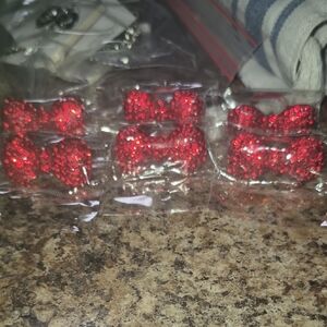 Red Glitter Bow Earrings